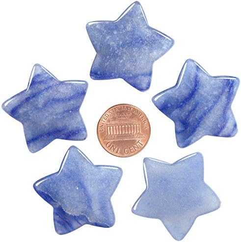 Set of 5 Star Shape Healing Crystal Pocket Stones Blue aventurine
