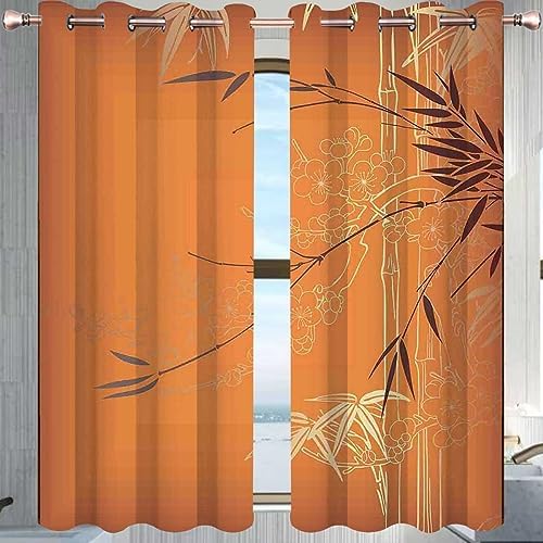ZYMECH Bamboo Curtains Panels for Windows 63x80 Inches Light Blocking