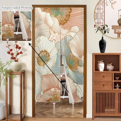 Boho Style Flowers Pattern Doorway Curtain Panel