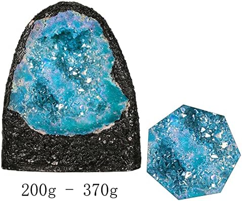 Tumbeelluwa Irregular Titanium Crystal Geode Stone Decor Blue Large
