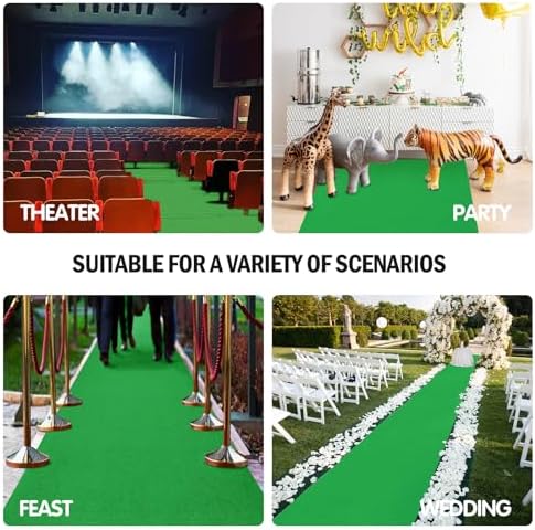 VOK Green Aisle Runner Carpet Rug 3x15ft