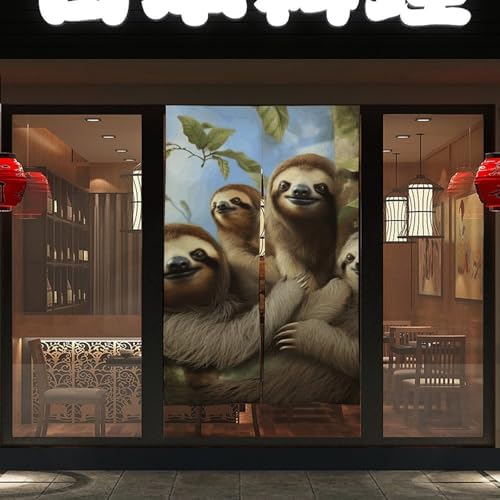 Sloth Family Door Cover Curtain 57x17 Inches