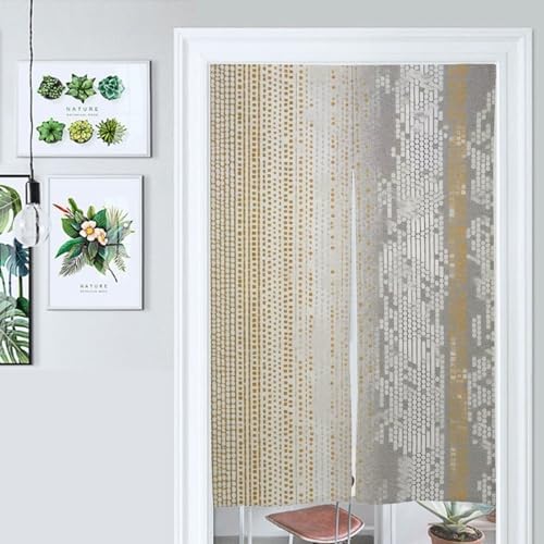 Japanese Noren Door Curtain with Gold and Gray Pattern