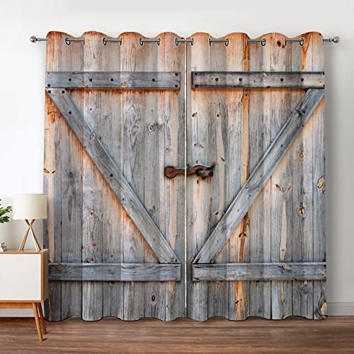 Jekeno Barn Door Curtains 2 Panel Set 52x84