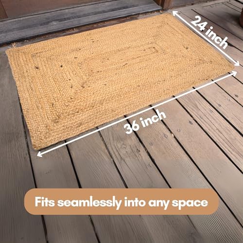 INDIAN ARTISTIC Jute Cotton Rug 2x3 ft Reversible