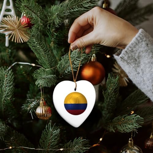 GRAPHICS MORE Colombia Flag Soccer Ball Heart-Shaped Porcelain Christmas Ornament - 28