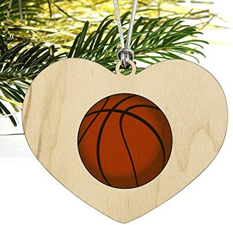 Basketball Ball Heart Wooden Christmas Ornament