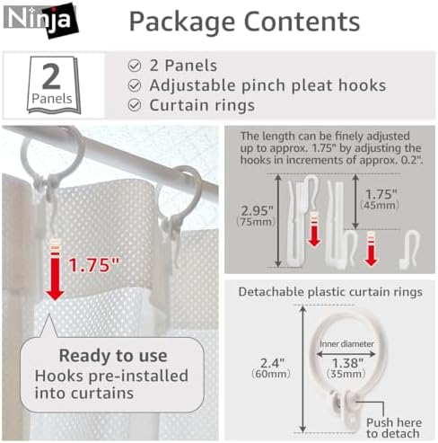 One-Way Privacy Lace Curtains Ninja 2 Panels Set