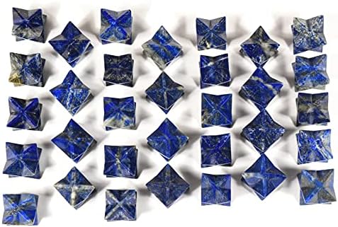 32mm Rich Blue Lapis Lazuli with Golden Iron Pyrite 8 Point Merkaba Star