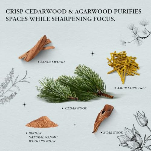 Focus Purify Cedarwood Incense Sticks with Copper Holder