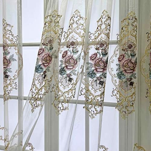 WPKIRA Royal Embroidered Sheer Curtain Panel
