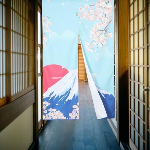 Japanese Noren Door Curtain with Hokusai Print