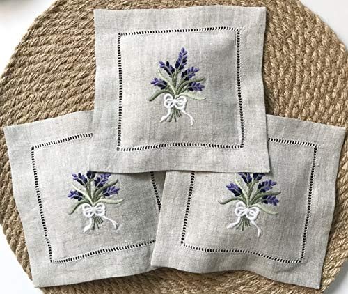 Hand Embroidered Lavender Sachet Bag Set of 3