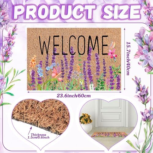 Ceenna Natural Coir Door Mat 16x28 Inches Butterfly Design