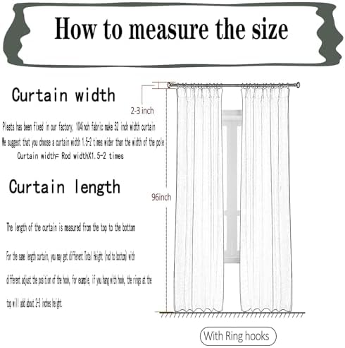 Lugotal Off White Sheer Curtain Panel 96 Inches Long