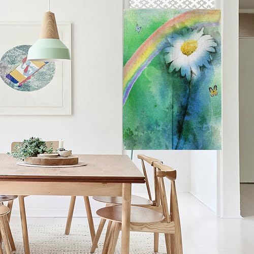 Chickwin Japanese Door Curtain Daisy Print Noren Panel