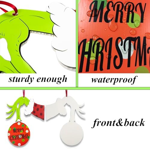 Christmas Door Decorations Wooden Thief Hand Whoville Sign Wreath