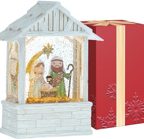 PestiLite Nativity Snow Globe with Music and Light