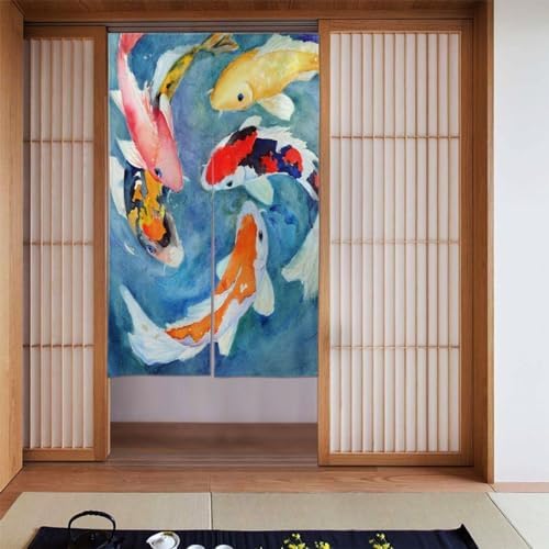 Peynir Japanese Koi Carp Door Curtain Feng Shui Panel