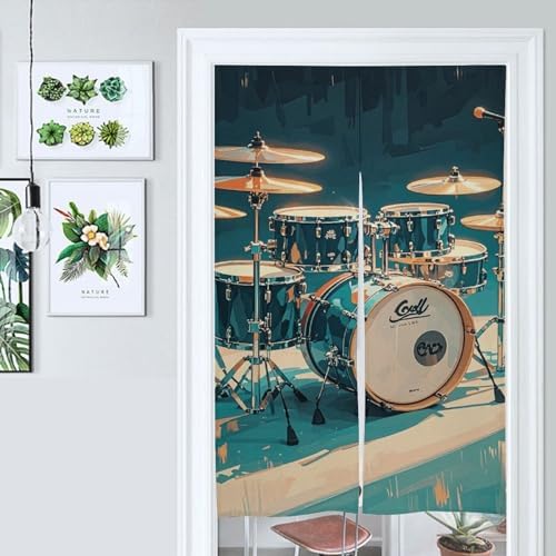 Cool Drums Set Door Cover Curtain 57x17 Inches