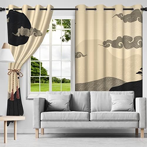 Japanese Scenery Blackout Curtains 2 Panel Set 42x84 Inch