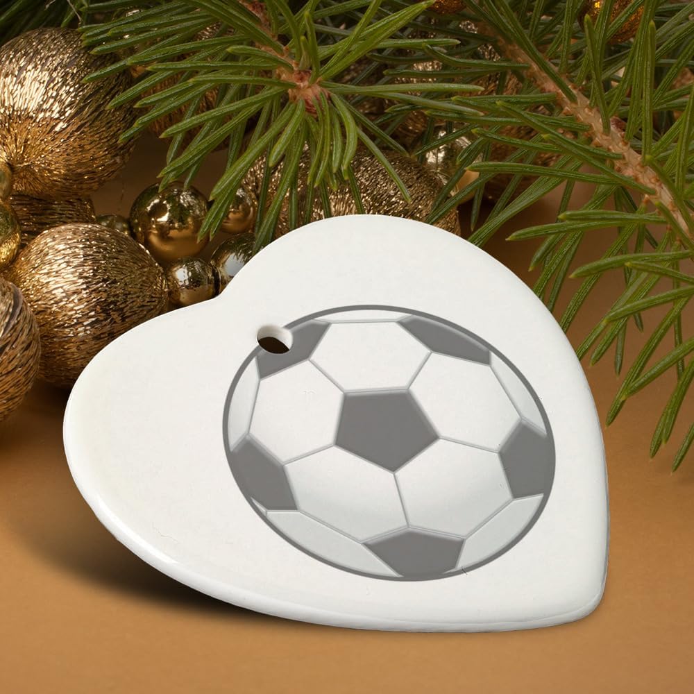GRAPHICS MORE Heart-Shaped Soccer Ball Football Porcelain Christmas Tree Ornament
