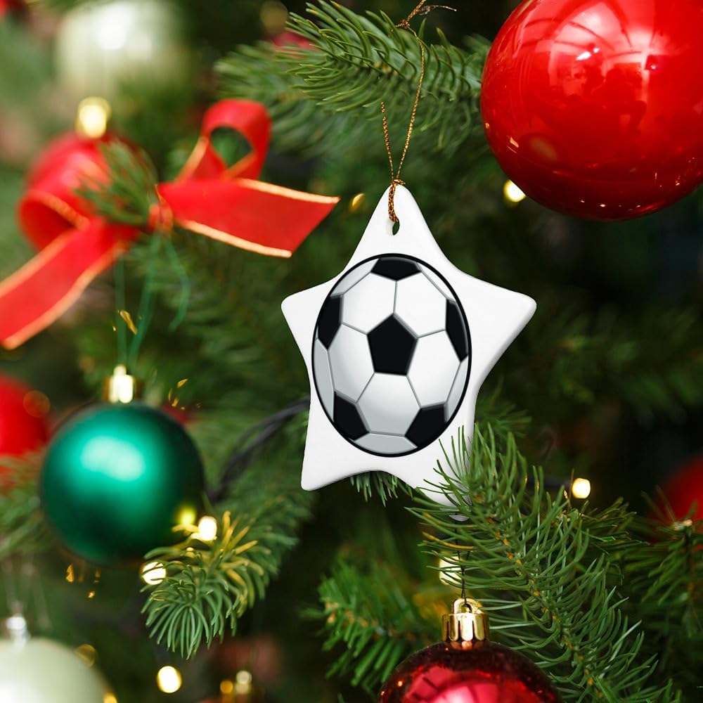 Graphics More Soccer Ball Football Star-Shaped Porcelain Christmas Ornament