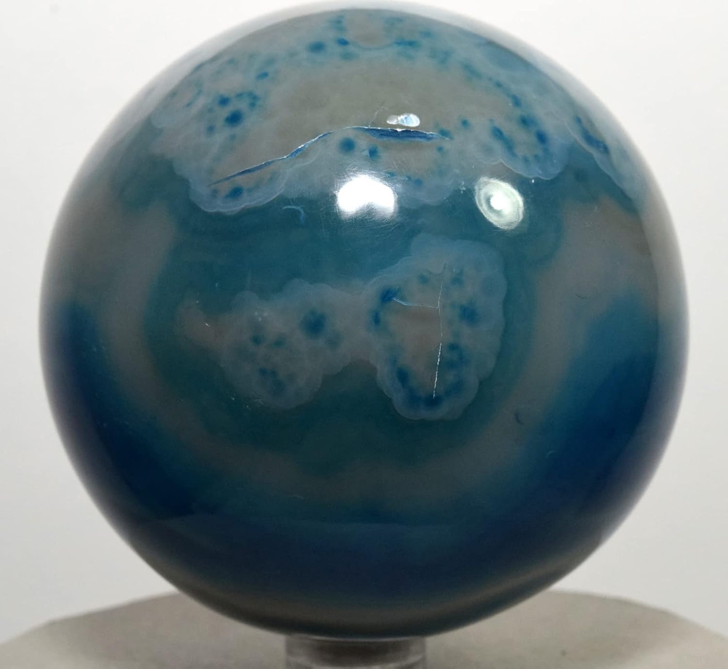 28 Inch Dyed Blue Agate Sphere with Stand - India