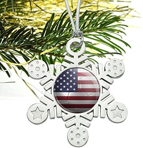 Graphics More USA Flag Soccer Ball Metal Snowflake Ornament