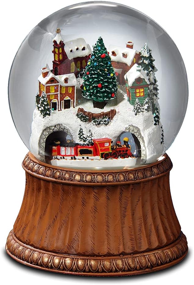 San Francisco Music Box Company Snow Globe with Train and Mountain Village