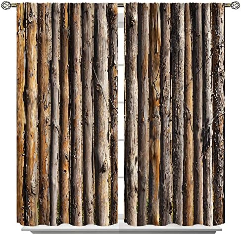 Trelemek Blackout Curtains with Wooden Texture 52x84inch