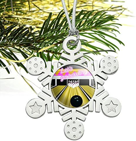 Graphics More Bowling Alley Ball Pins Metal Snowflake Christmas Tree Ornament