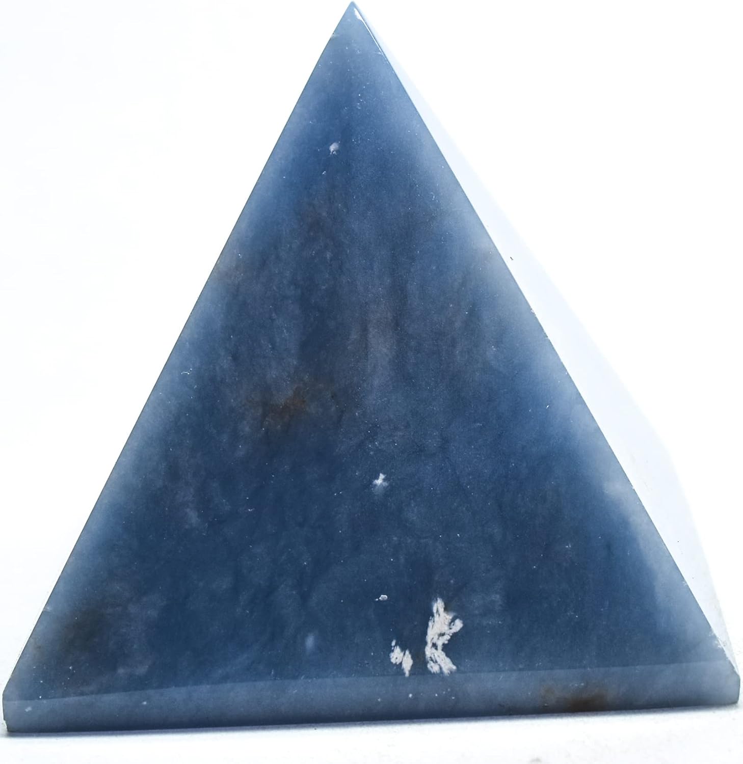 Blue Angelite Pyramid 21 Natural with Clear Quartz Cabochon