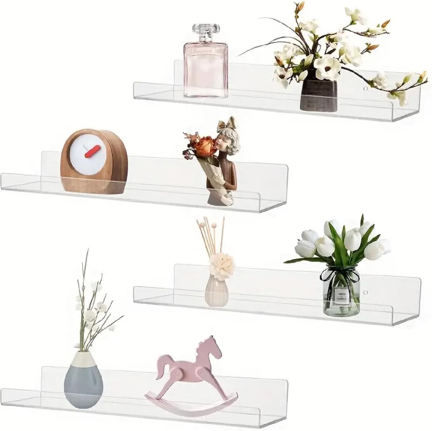 Wall-Mounted Acrylic Shelves for Home and Kitchen Display