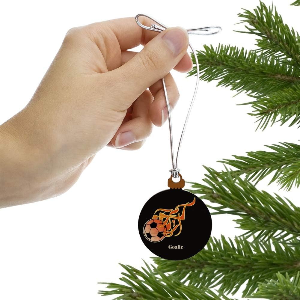 Personalized Custom Flaming Hot Soccer Ball Mini Wood Ornament