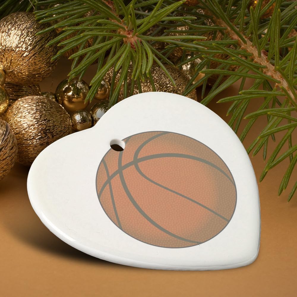 Graphics More Basketball Heart-Shaped Porcelain Christmas Ornament