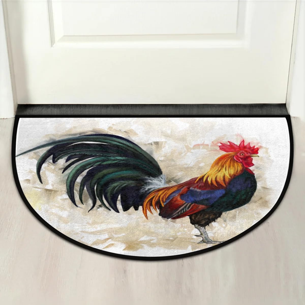 Aglebo Half Round Door Mat Rooster Welcome Mat