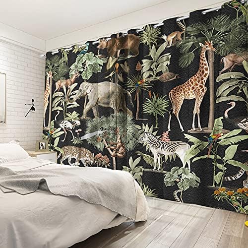 Yeele Jungle Wildlife Window Curtain Panels 2 Panels 53x84 Inches