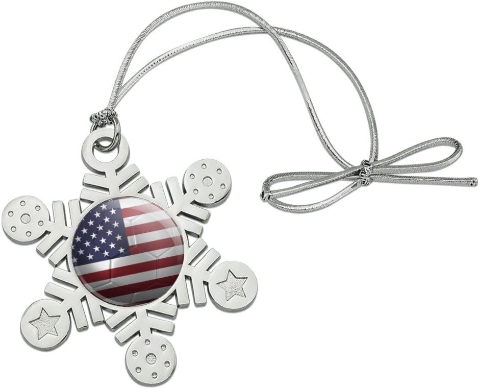 Graphics More USA Flag Soccer Ball Metal Snowflake Ornament