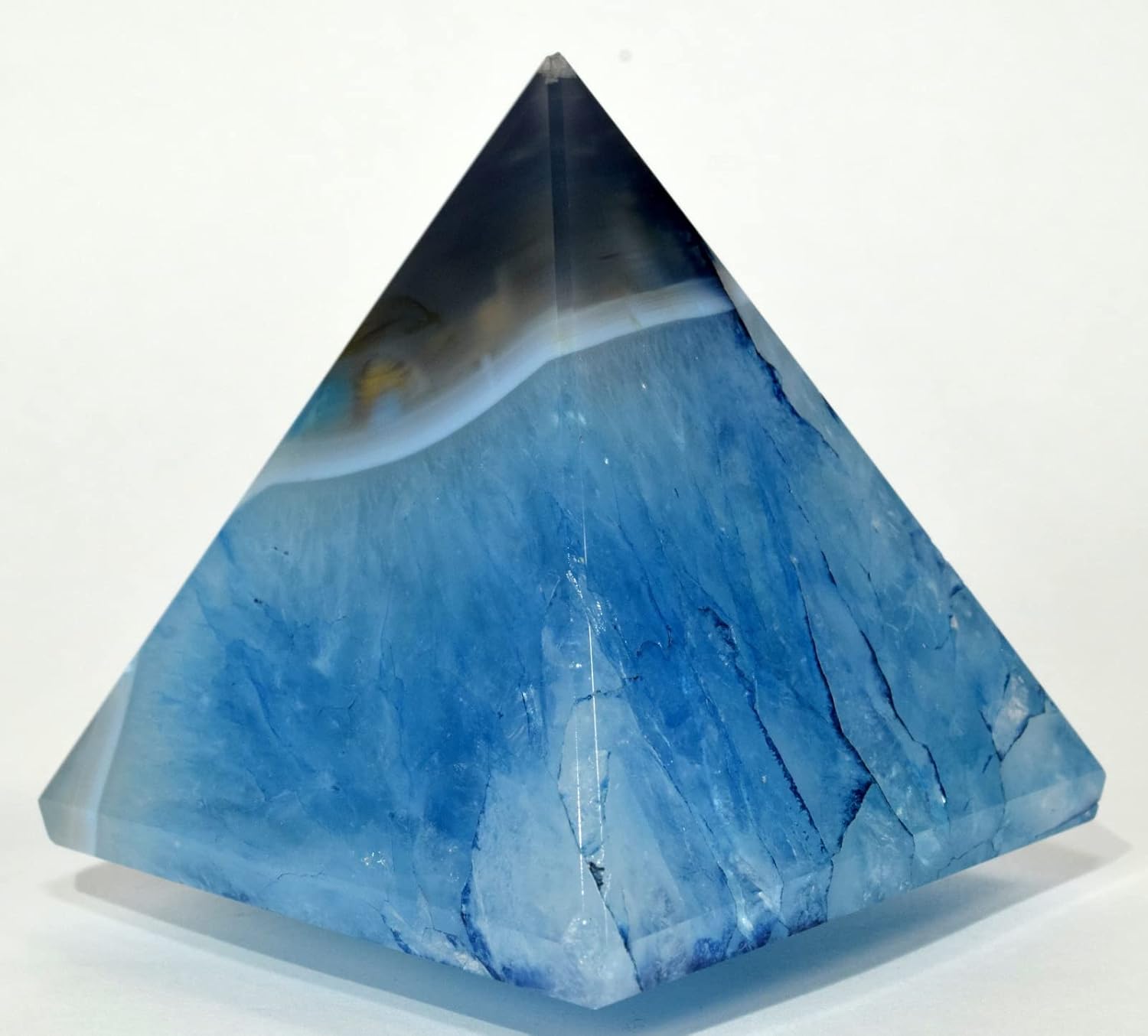 Dyed Blue Agate with Quartz Pyramid - 25 Inch Gemstone