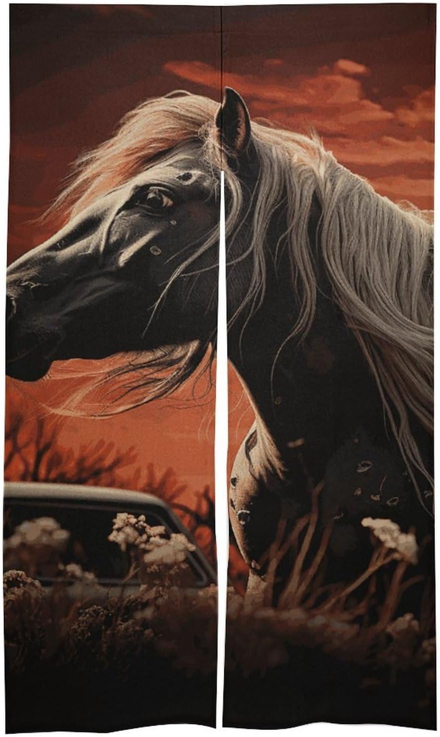 Romantic Mustang Door Curtain 57x17 Inches Soft Durable