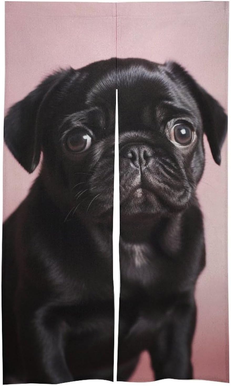 Cute Black Pug Door Cover Curtain 57x17 Inches