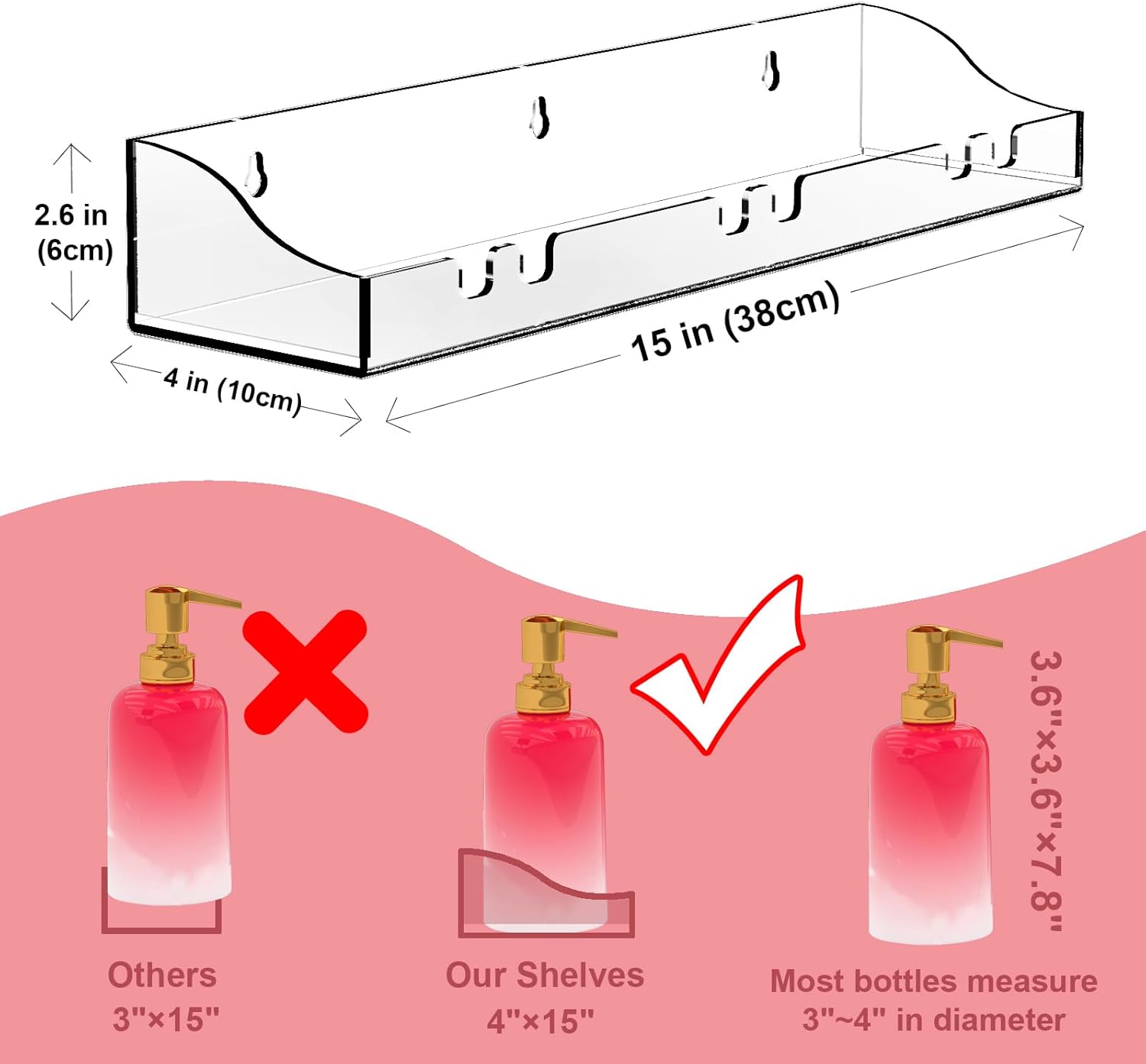 Clear Acrylic Floating Shelves 2 Pack