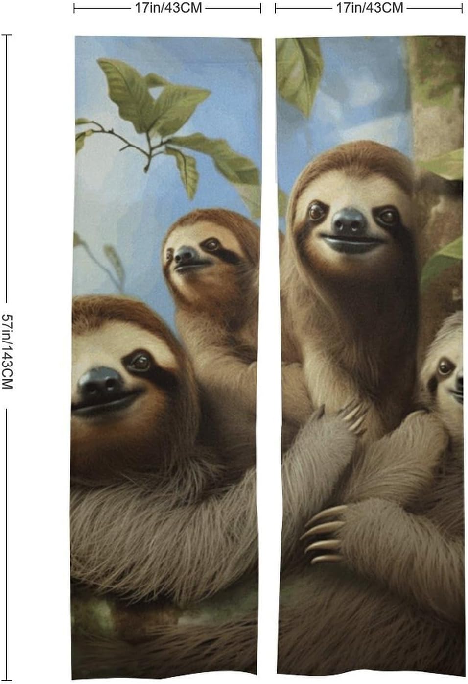 Sloth Family Door Cover Curtain 57x17 Inches