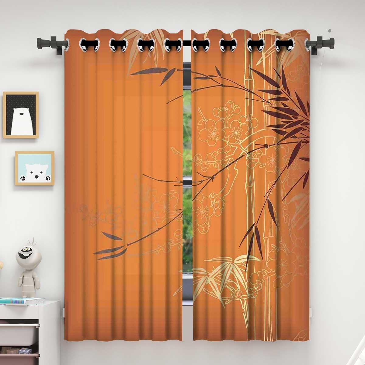 ZYMECH Bamboo Curtains Panels for Windows 63x80 Inches Light Blocking