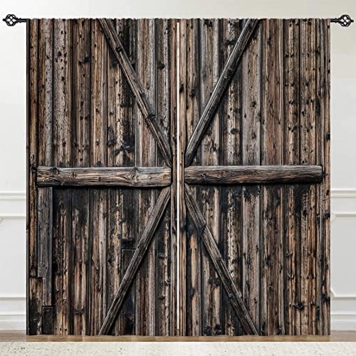 ANHOPE Farmhouse Barn Door Curtains with Rod Pocket