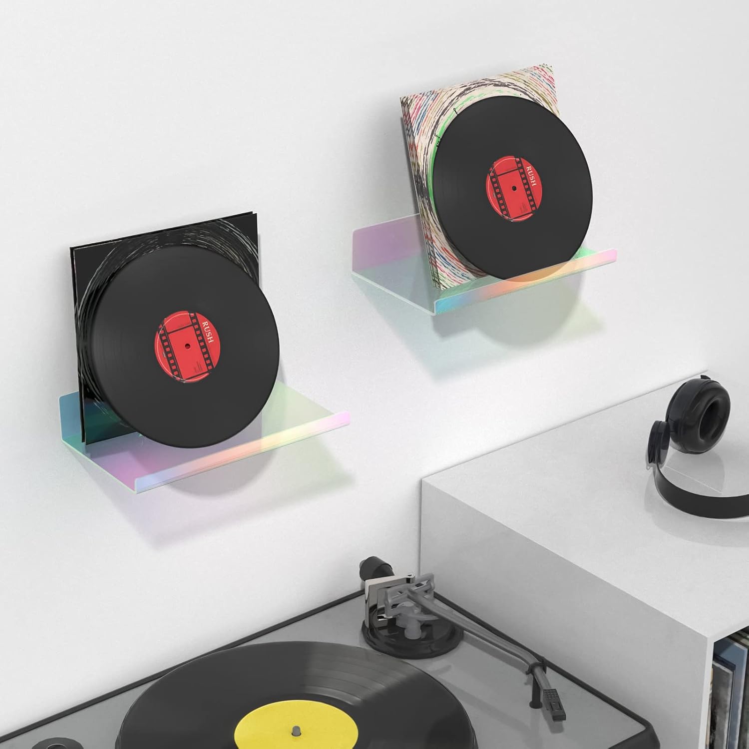 NiHome 2-Pack Iridescent Acrylic Floating Shelves with Edge