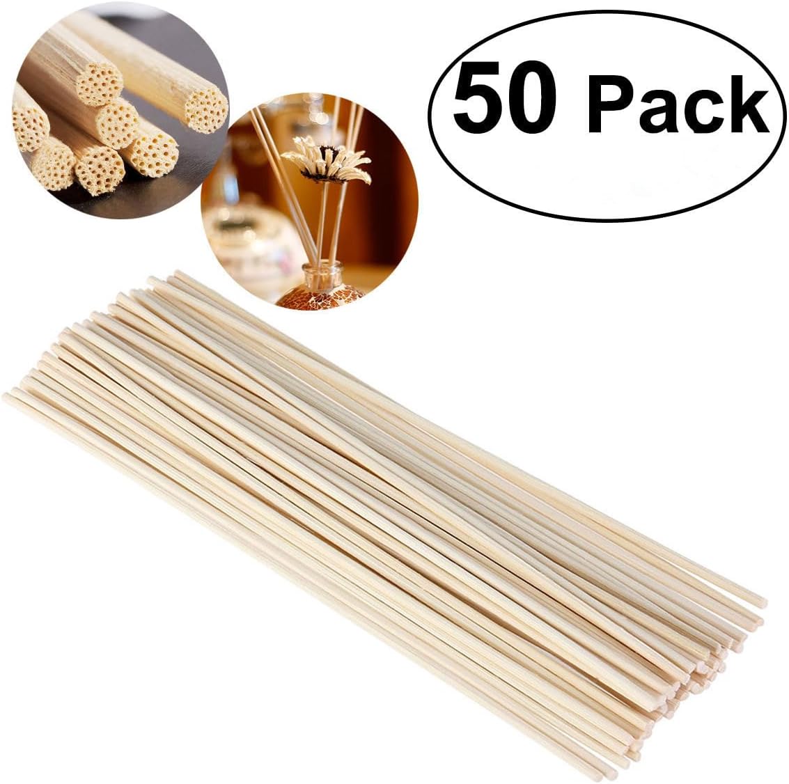 PRETYZOOM 50pcs Natural Rattan Diffuser Sticks