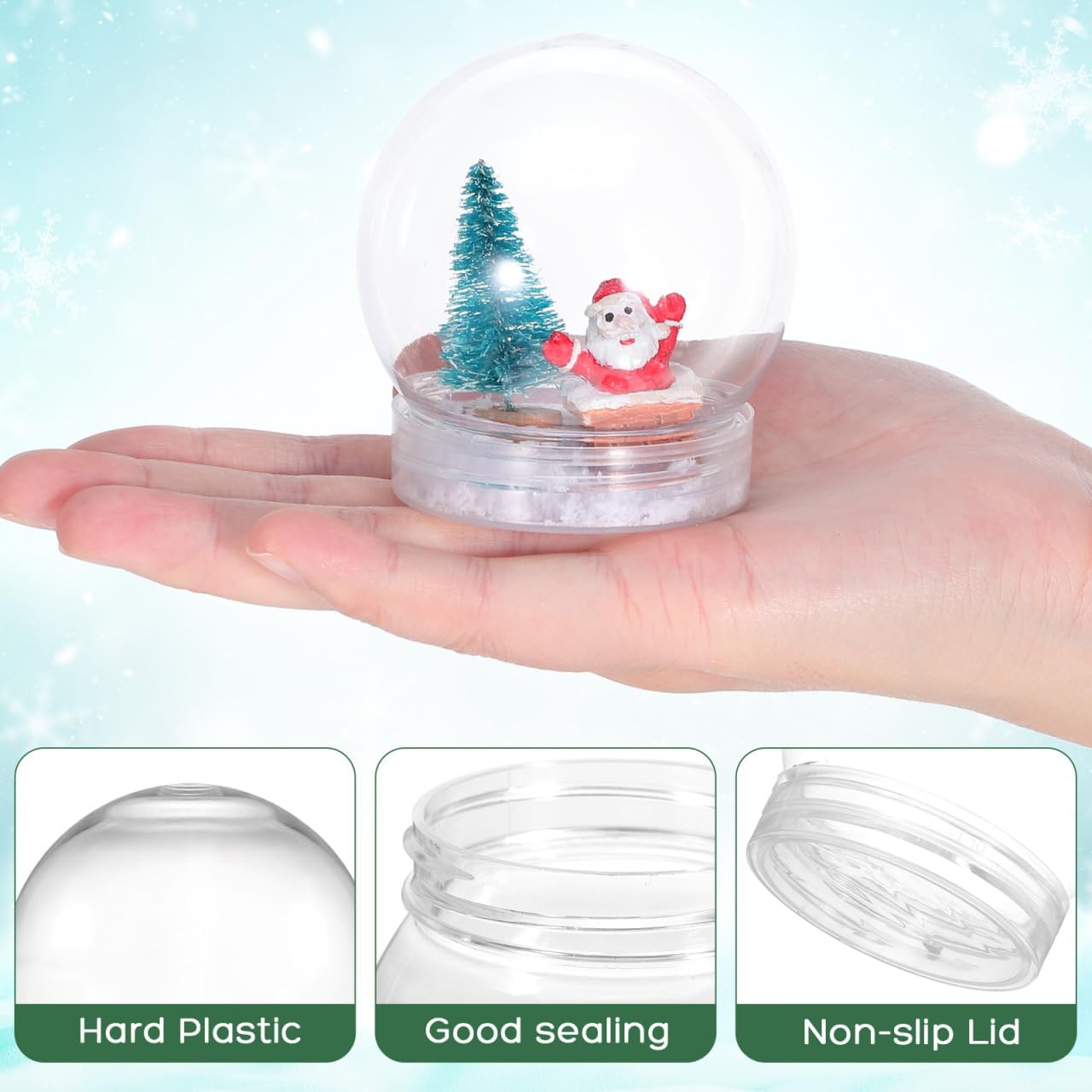 BESTOYARD 10Pcs Clear Snow Globes with Screw Cap DIY Decorations