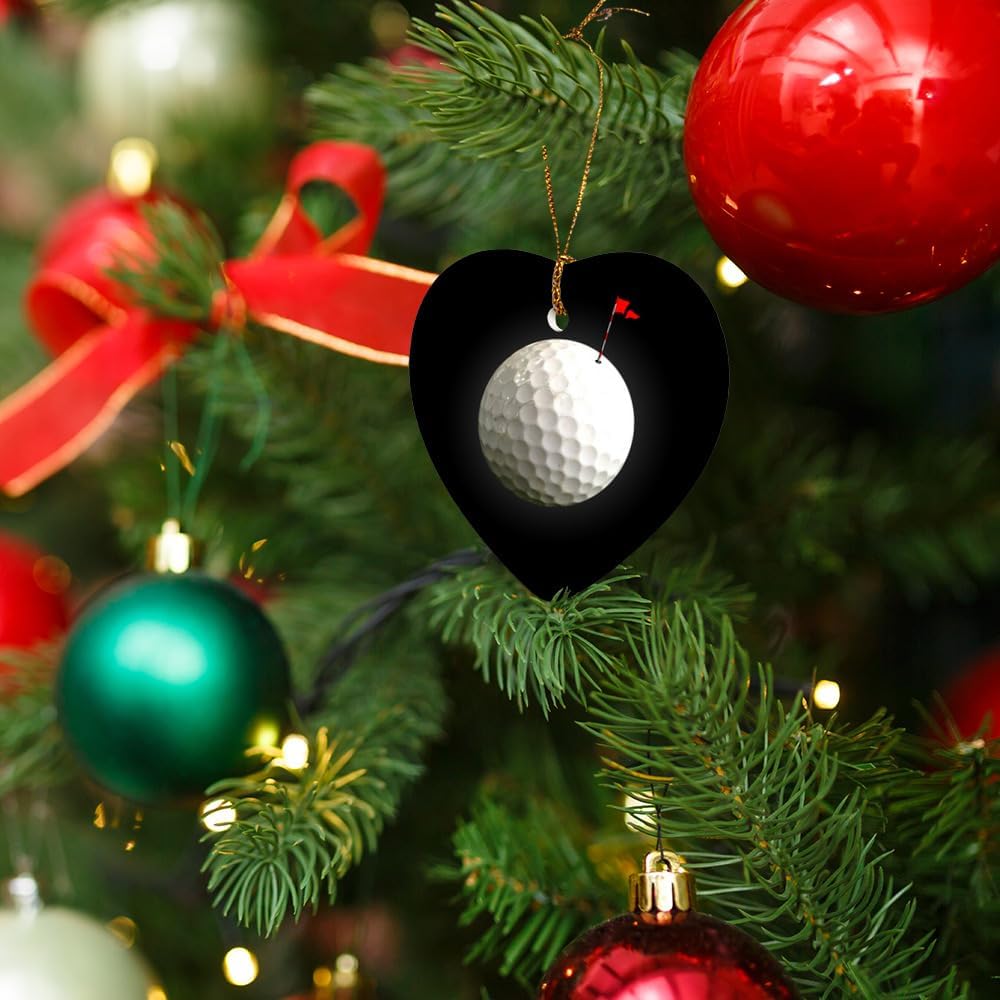 GRAPHICS MORE Heart-Shaped Golf Ball Moon Flag Christmas Ornament - 28 Inch